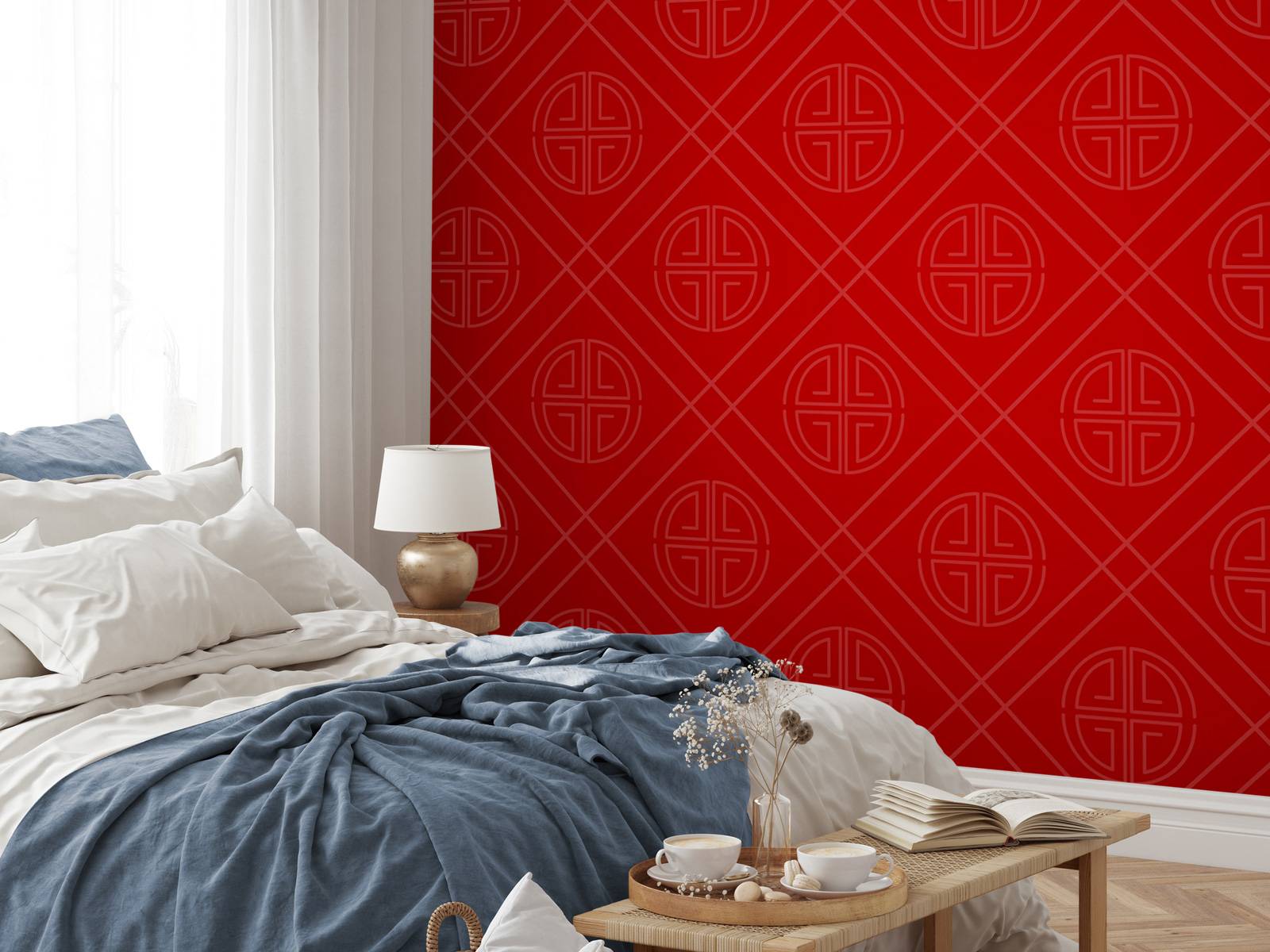 Motif chinois rouge