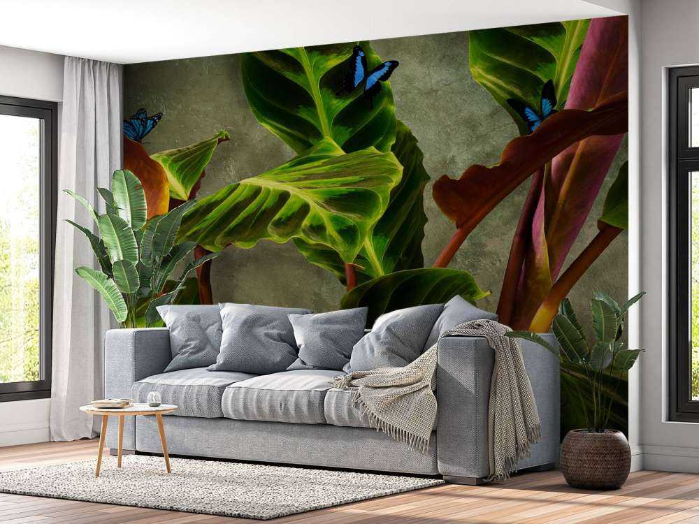 Plante verte avec papillons