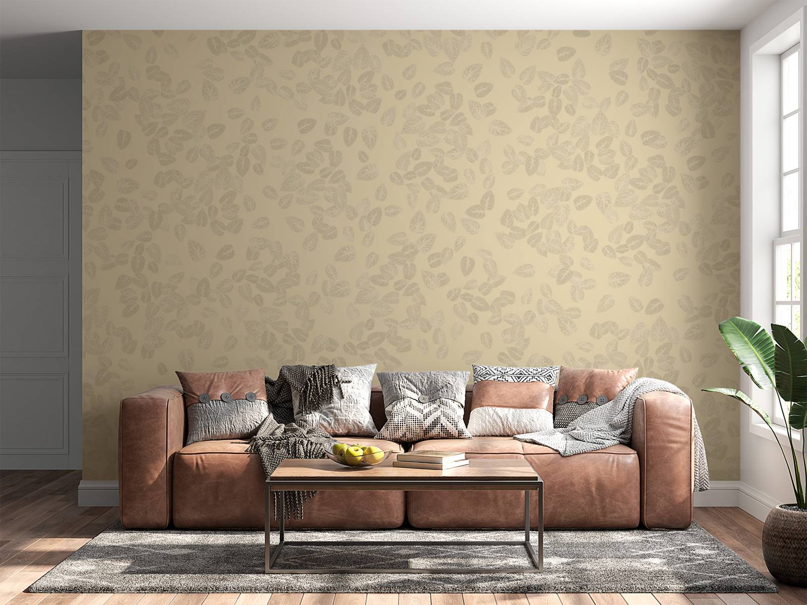 Petites feuilles sur beige