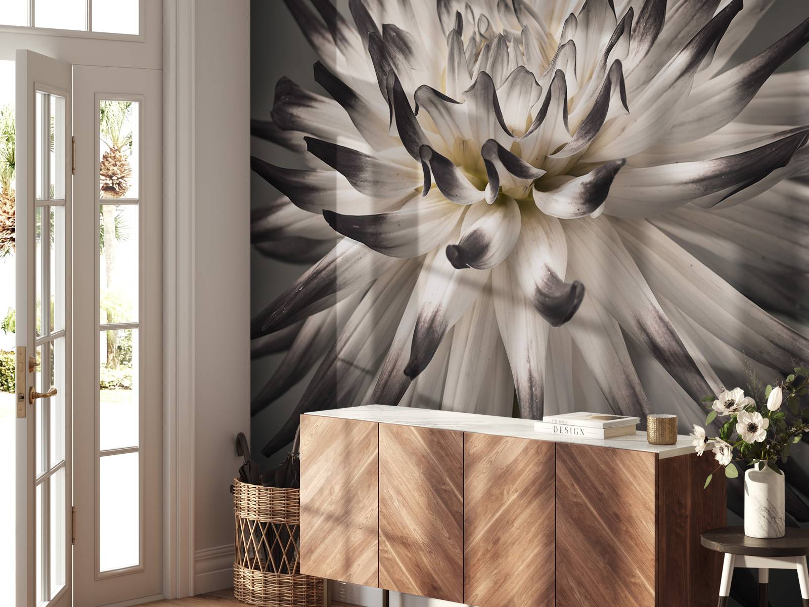 Papier Peint Photo 3D Pierre Et Fleurs - Motif Floral, Décor Mural Indécis, Allemagne