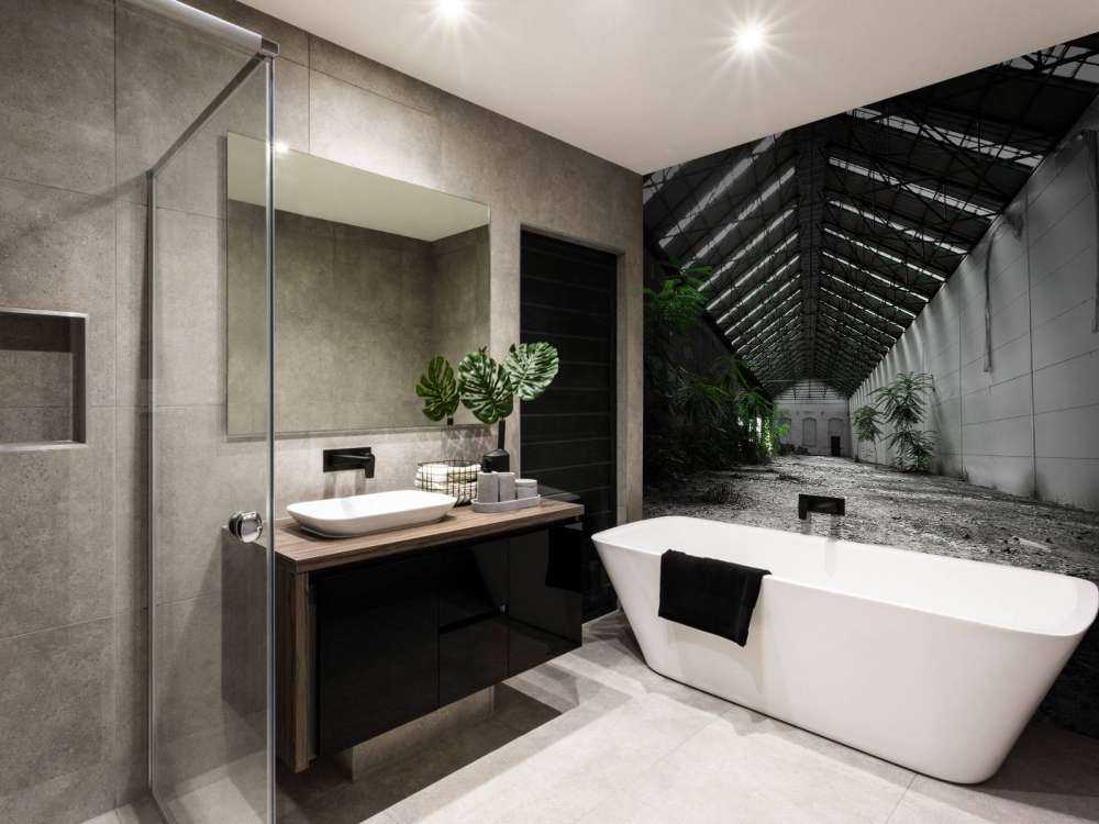 Hall industriel avec des plantes