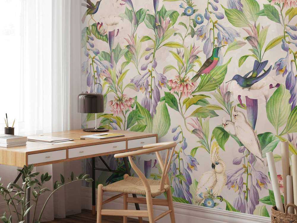 Chant d'oiseaux éthéré en fleurs - Paradis pastel