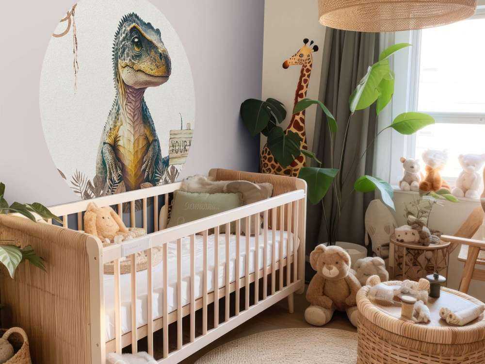 Bébé T-rex dans la jungle taupe