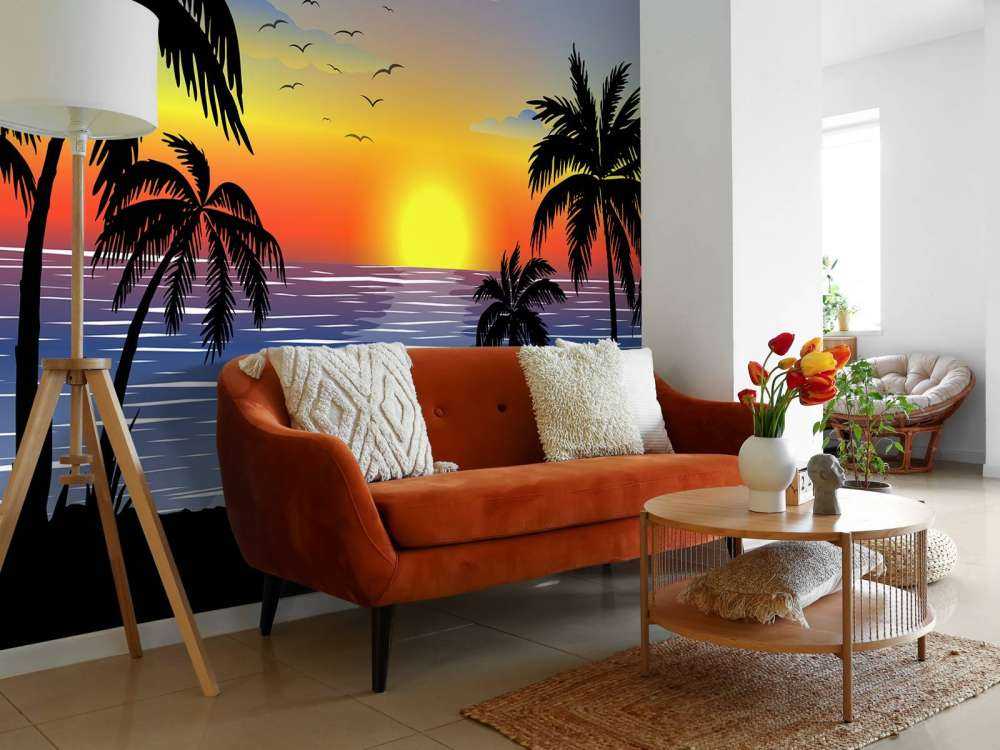 Coucher de soleil bleu et orange