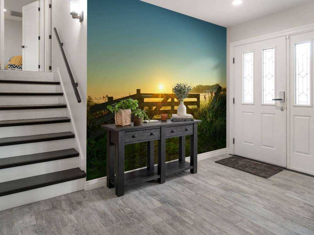 Clôture au lever du soleil