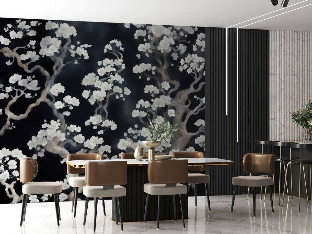 Forêt en fleurs merveilleuse - noire
