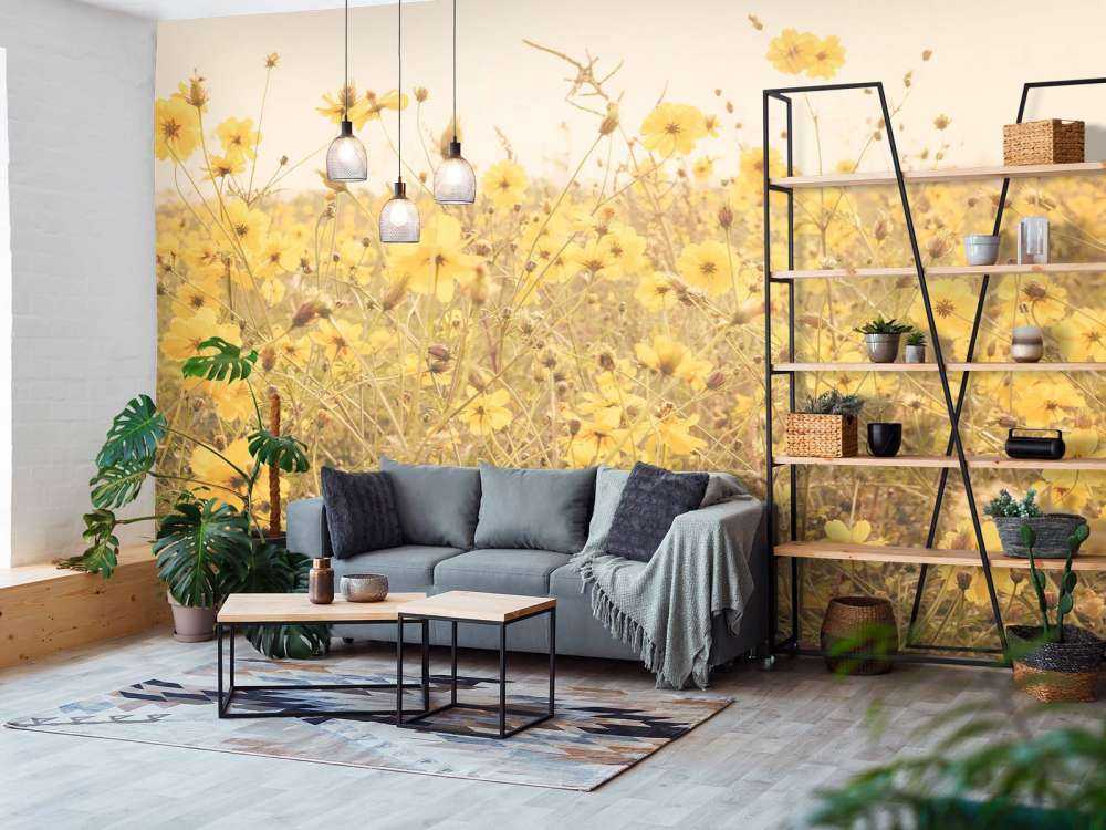 Fleurs jaunes au look vintage
