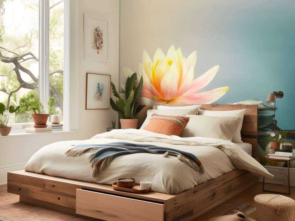 Étang avec fleurs de lotus