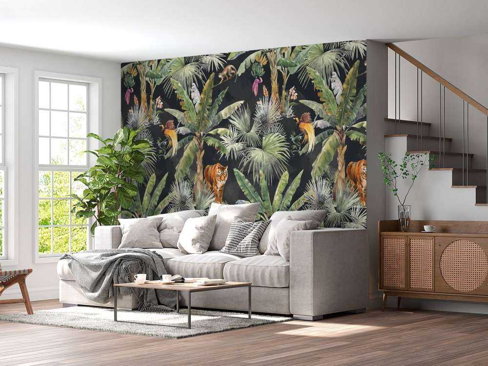 Palmiers et animaux de la jungle