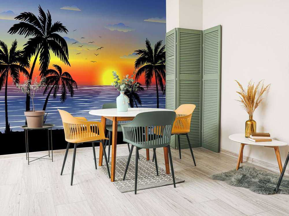 Coucher de soleil bleu et orange