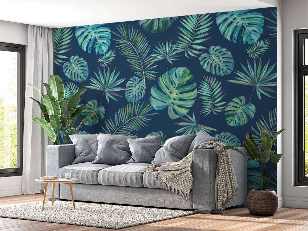Feuilles de palmier et monstera