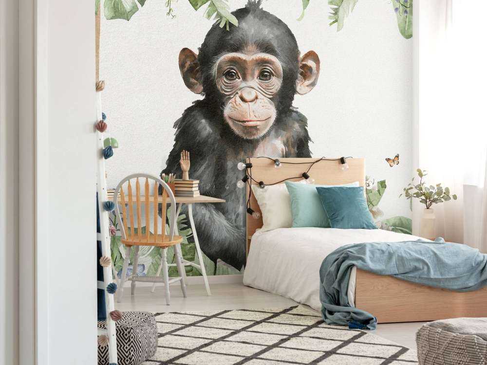 Bébé chimpanzé dans la jungle