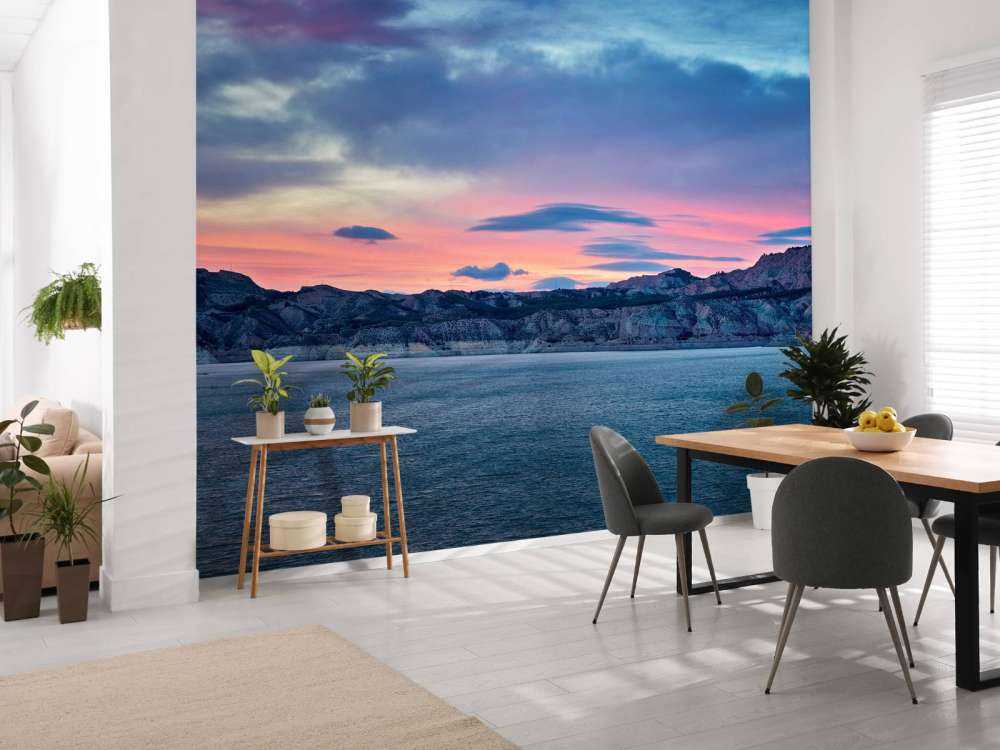 Lac avec coucher de soleil