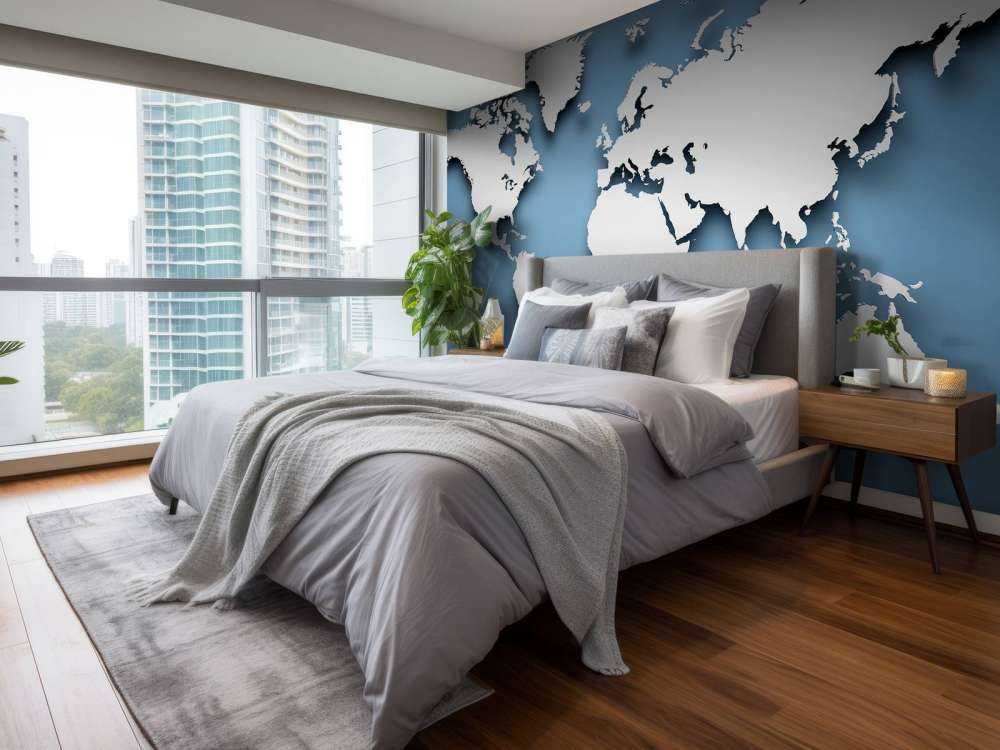 Carte du monde en 3D bleu
