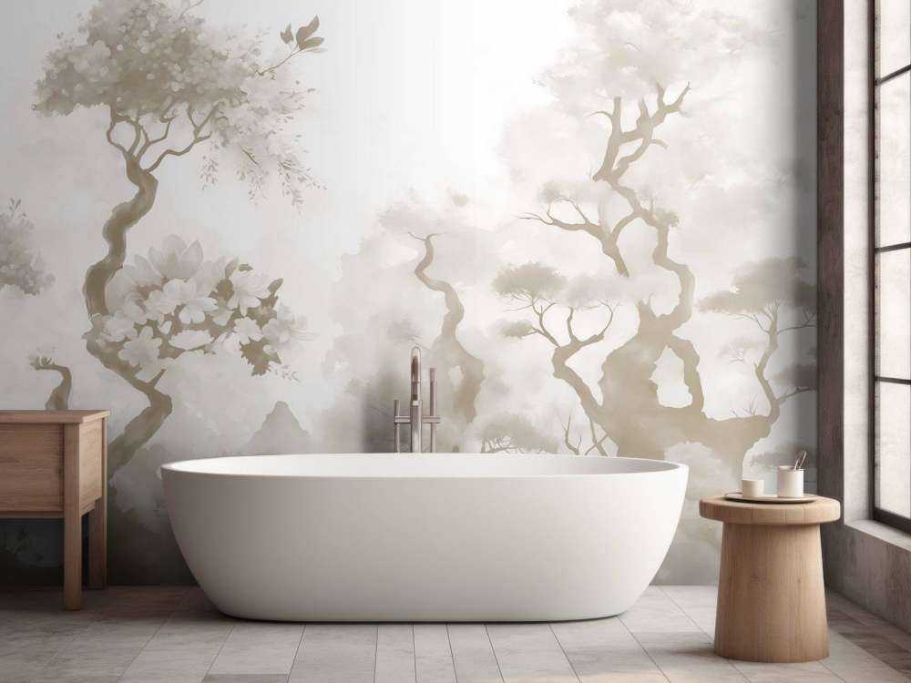 Arbres en fleurs gris