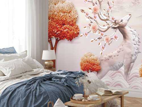 Cerf avec des fleurs