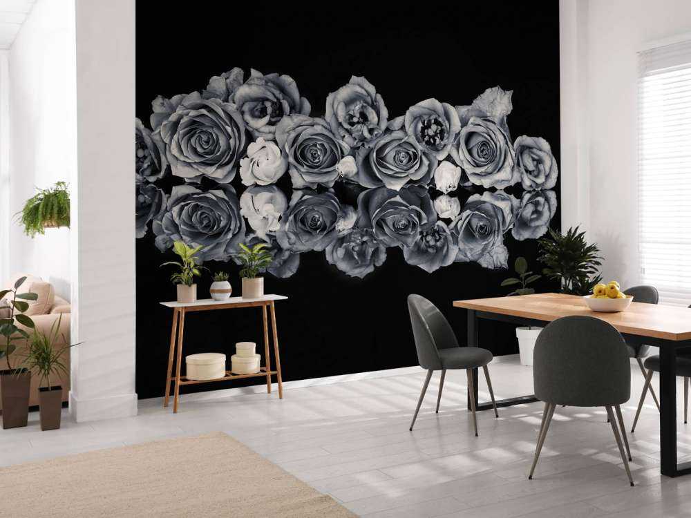 Bouquet de roses noir et blanc