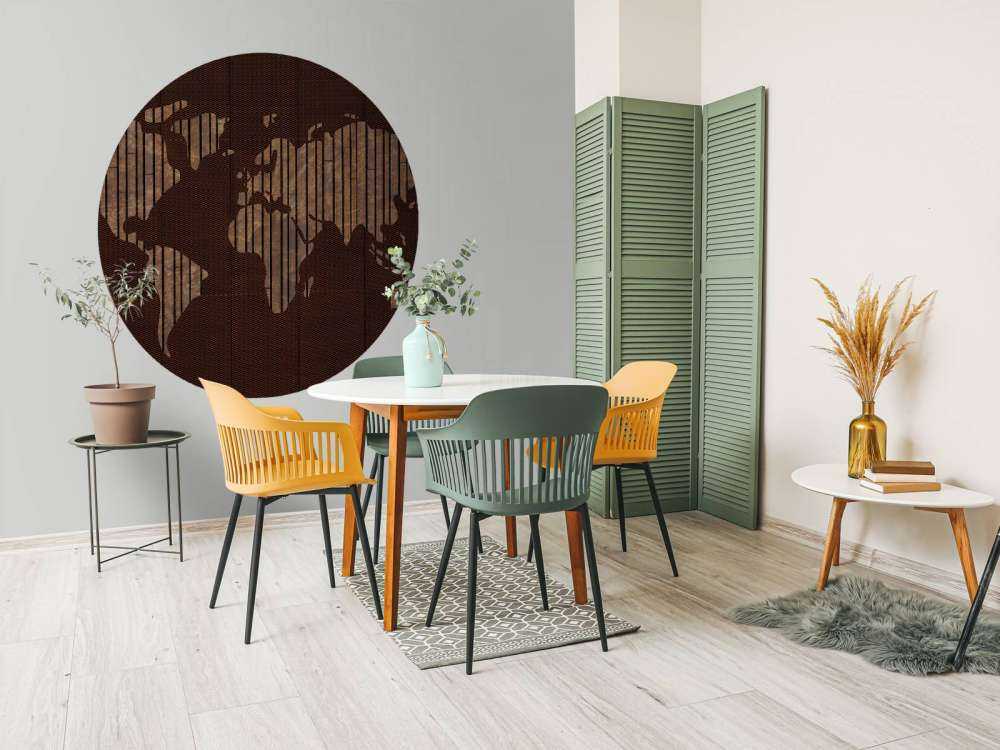 Carte du monde avec texture bois