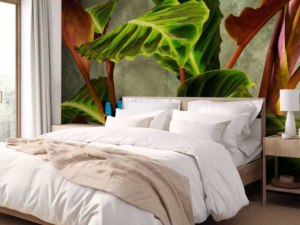 Plante verte avec papillons