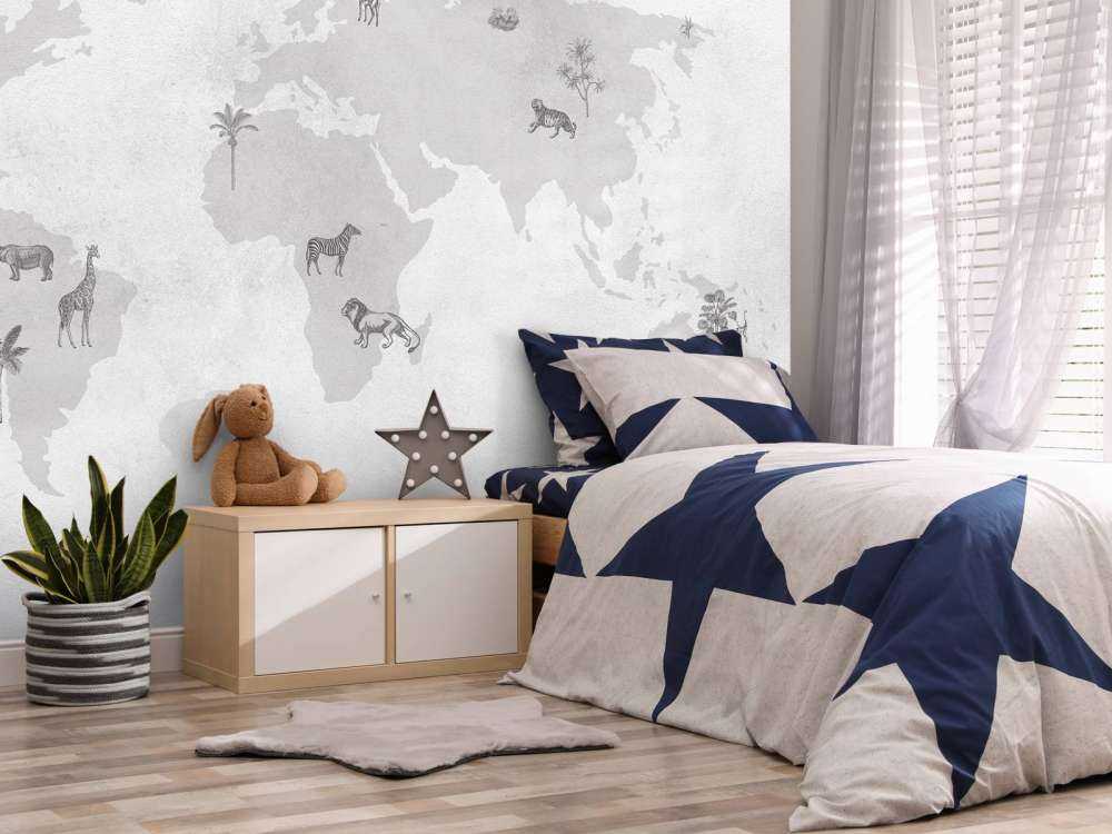 Croquis de la carte du monde en gris