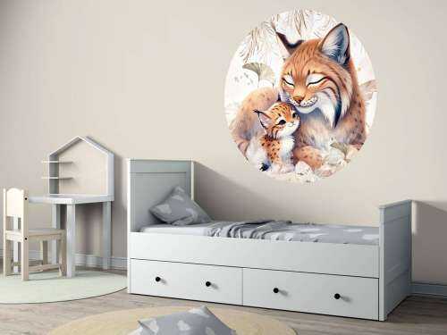 Lynx aimant avec un jeune