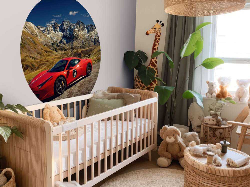 Ferrari 458 avec les sommets alpins