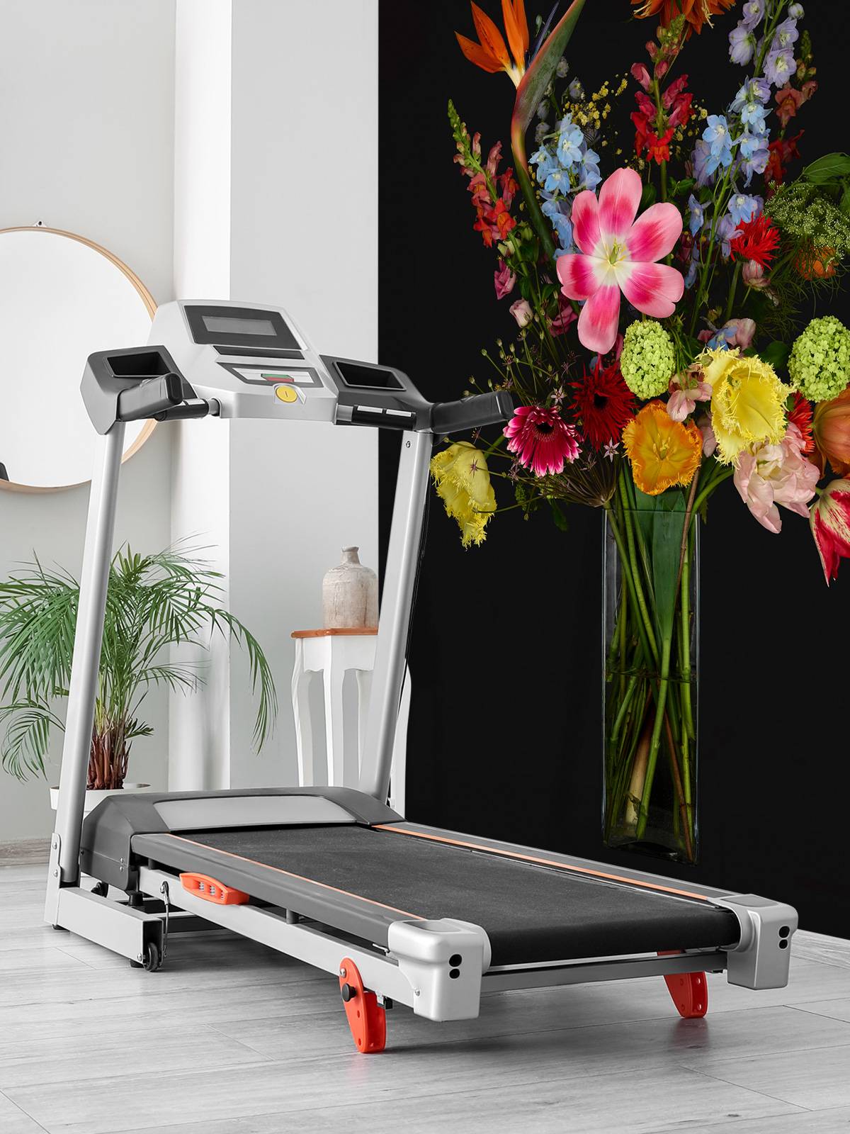 Bouquet de fleurs dans un vase en verre