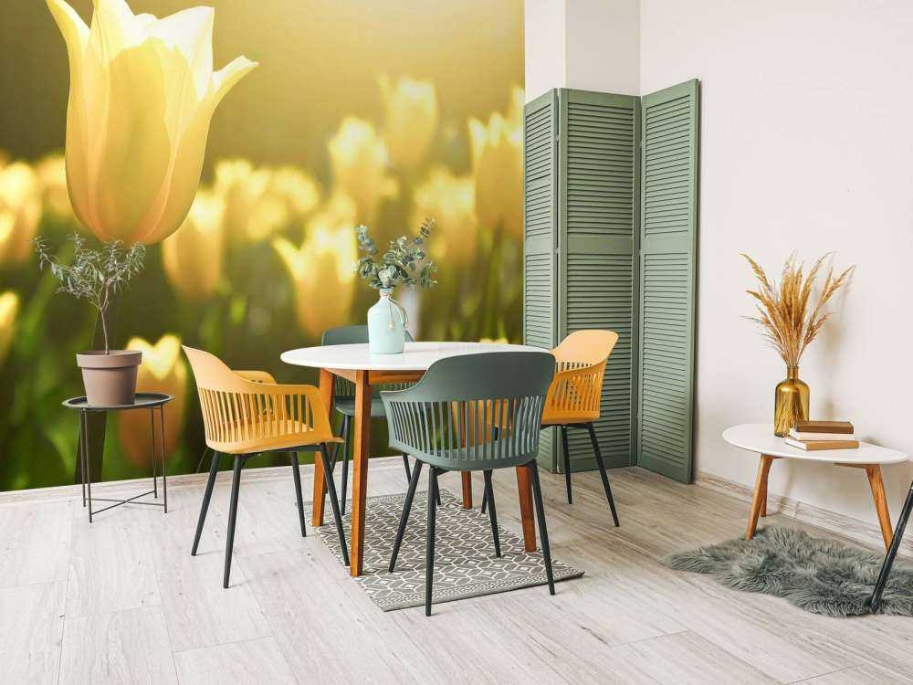 Gros plan sur la tulipe jaune