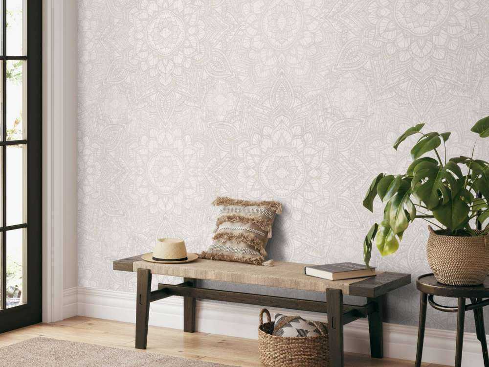 Boho Golden Mandala - gris neutre