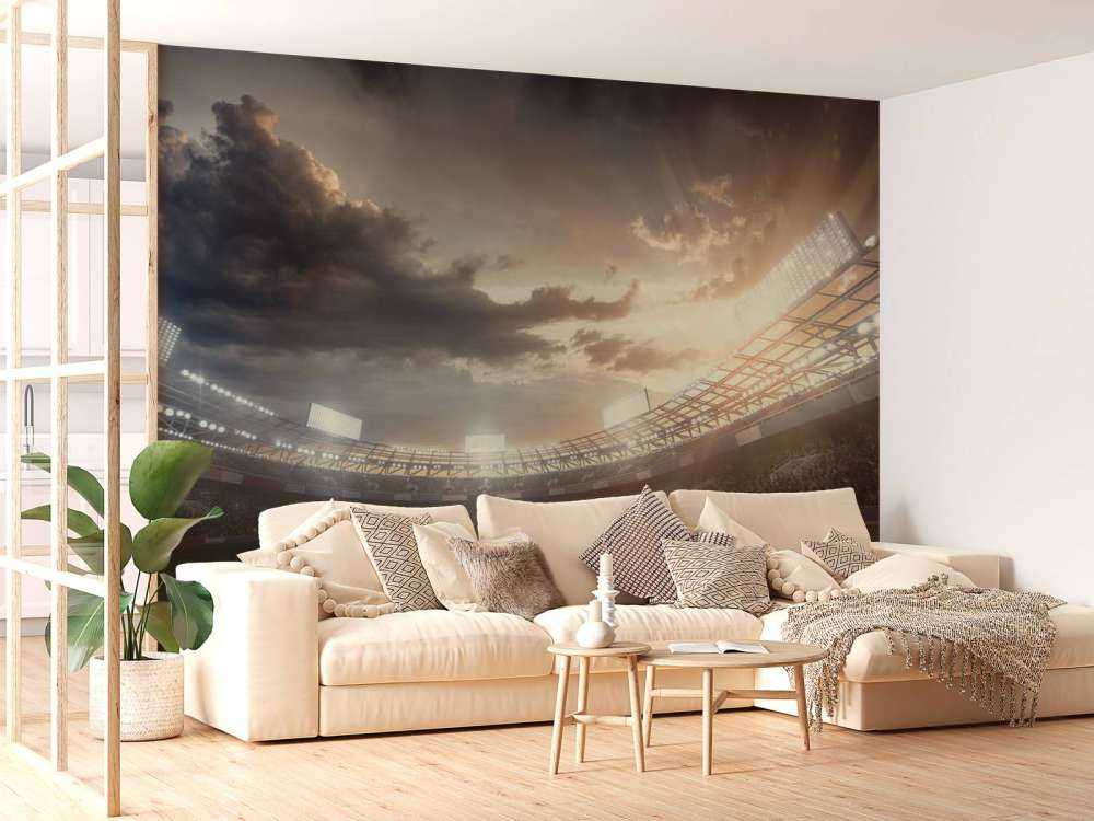 Stade au coucher du soleil