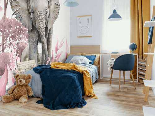 Bébé éléphant dans la jungle rose