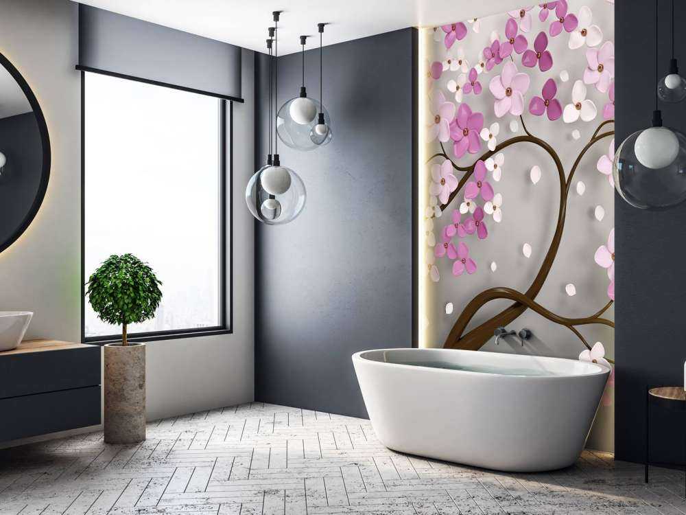 Arbre aux fleurs violettes et blanches