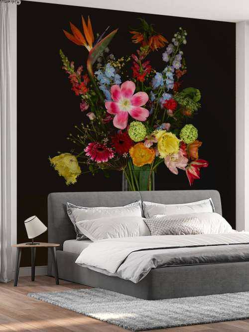 Bouquet de fleurs dans un vase en verre