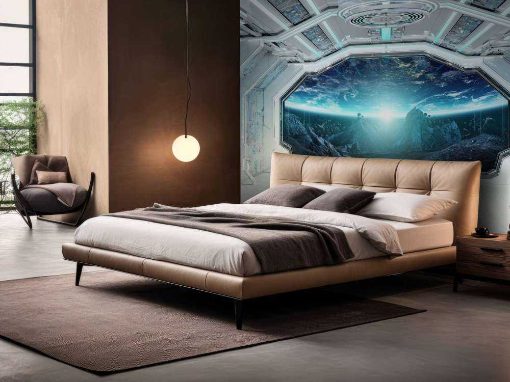 Vaisseau spatial avec vue sur une planète