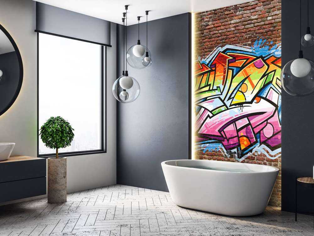 Graffiti sur brique rouge