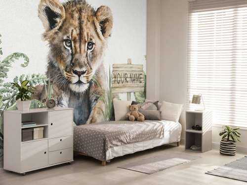 Bébé lion dans la jungle