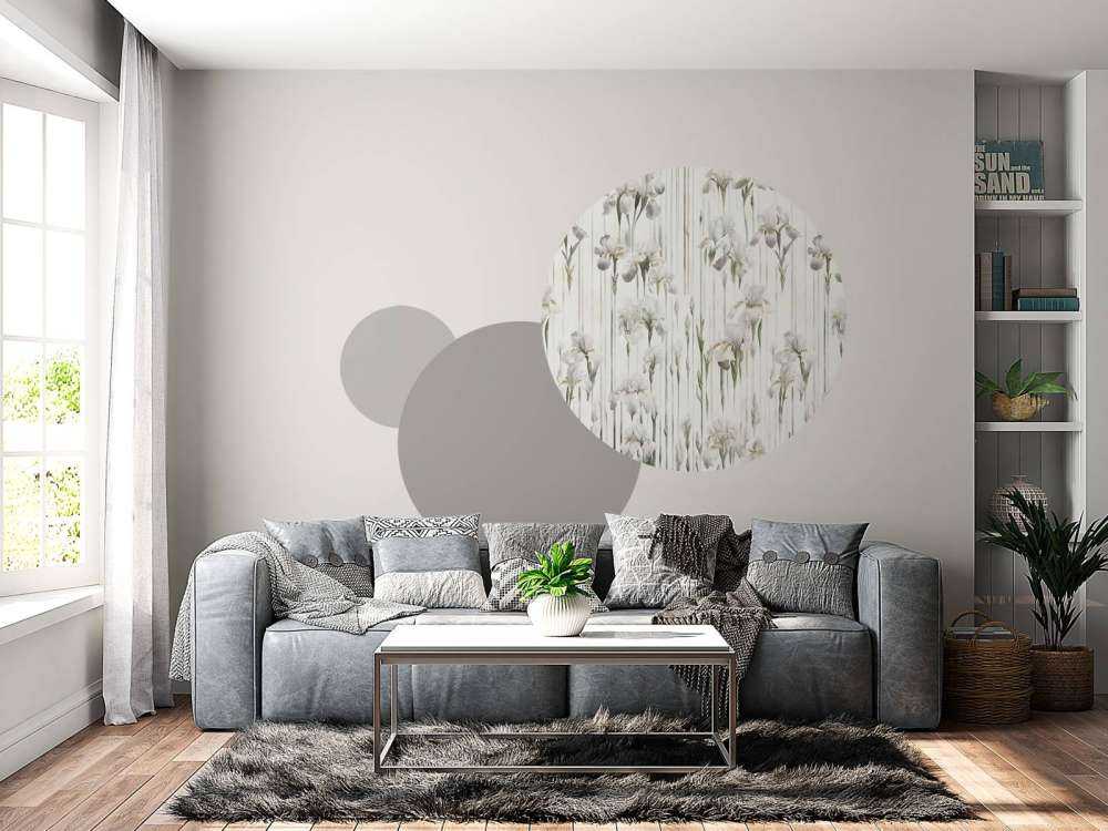 Iris et Rayures Beige Sans Couture