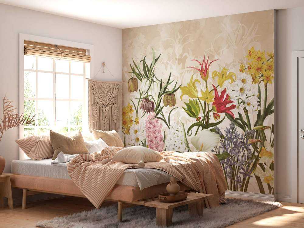 Fleurs de Printemps - Beige Miel Chaud
