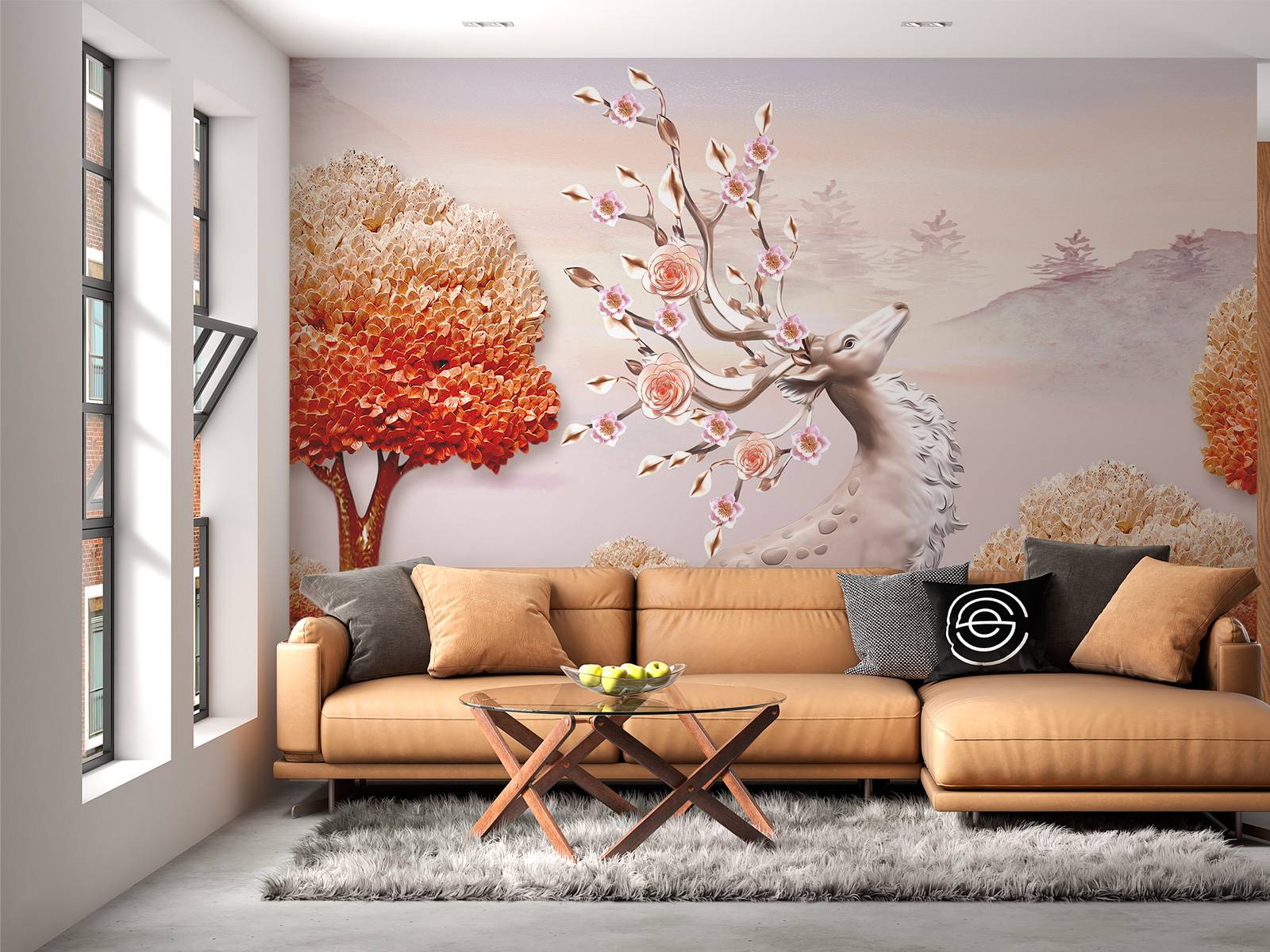 Cerf avec des fleurs