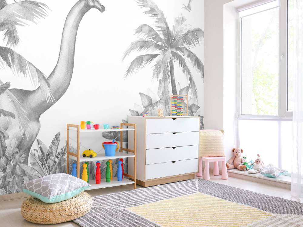 Dinosaures en noir et blanc