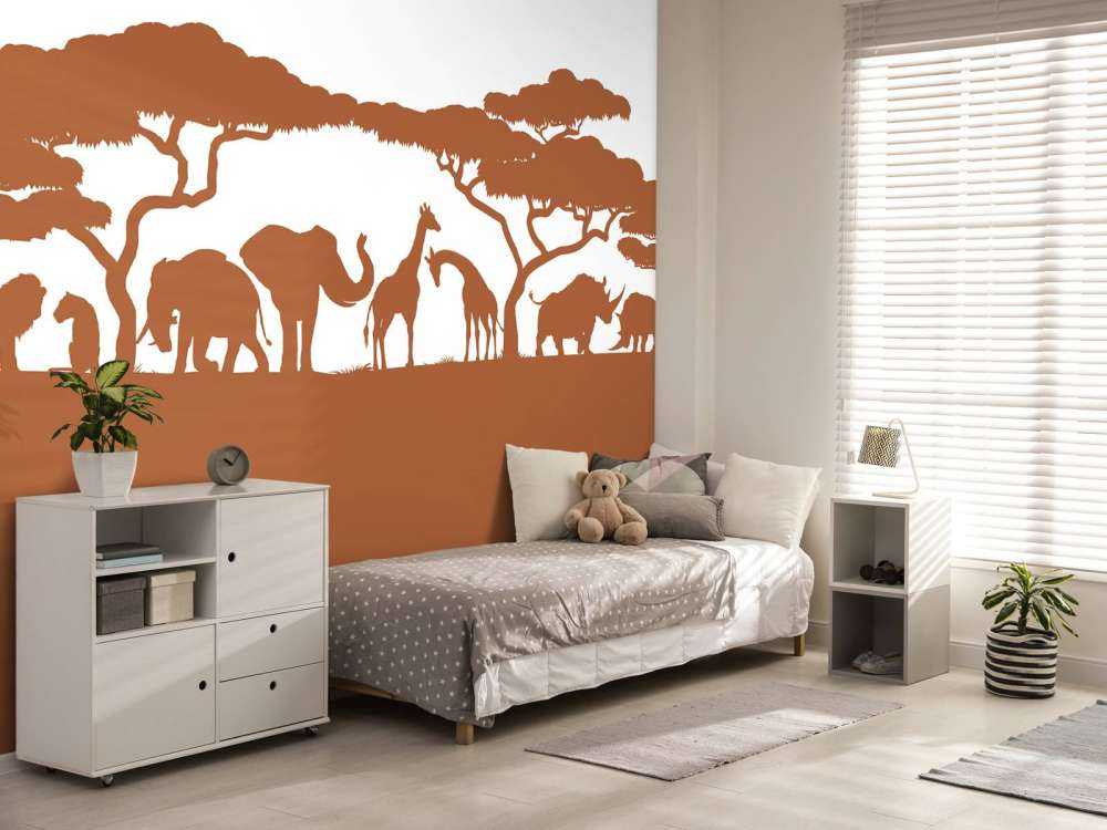 Silhouettes d'animaux de safari, couleur rouille