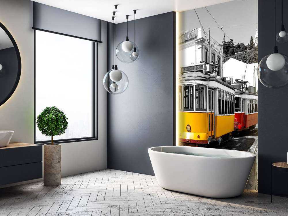 Tram jaune et rouge